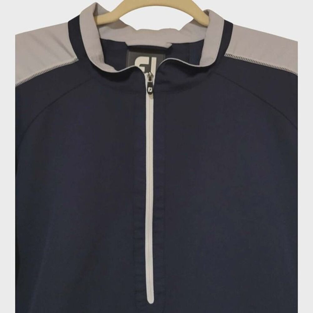 Foot Joy Short Sleeve Quarter Zip Athletic Shirt Large Blue & Gray - Picture 3 of 6